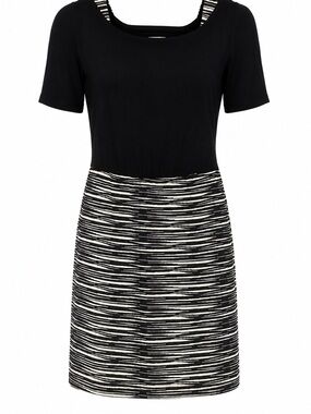 Phoebe Couture Black and White Short Sleeve Mini Dress Sz 4
